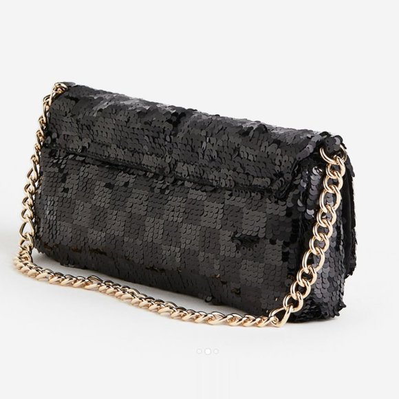 H&M black sequin shoulder bag 9.5"X4.25"X1.5" - Picture 3 of 4